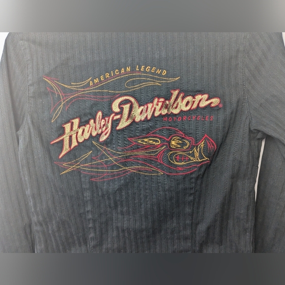 HARLEY DAVIDSON Women Button Down Shirt Long Sleeve Size XS Black Color - Picture 7 of 9